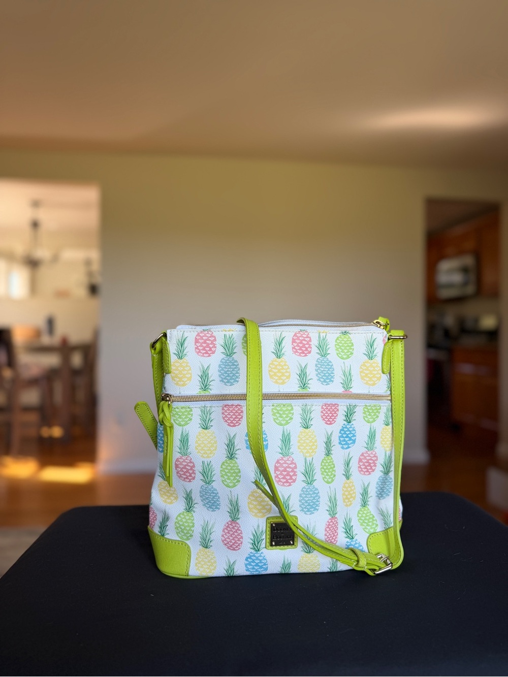 Dooney & Bourke Pineapple Print Crossbody Bag in Lime and Multicolor
